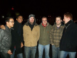 Singing worship songs on the streets on Denver in the snow
